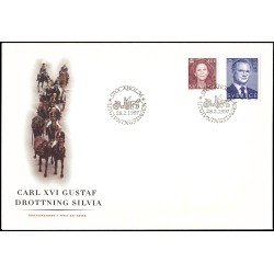 Suecia Sweden SPD FDC 1976/77 1997 Rey Carlos Gustavo XVI y Reina Silvia Sobre primer día Suecia Sweden SPD FDC 1976/77 1997 Rey Carlos Gustavo XVI y Reina Silvia Sobre primer día