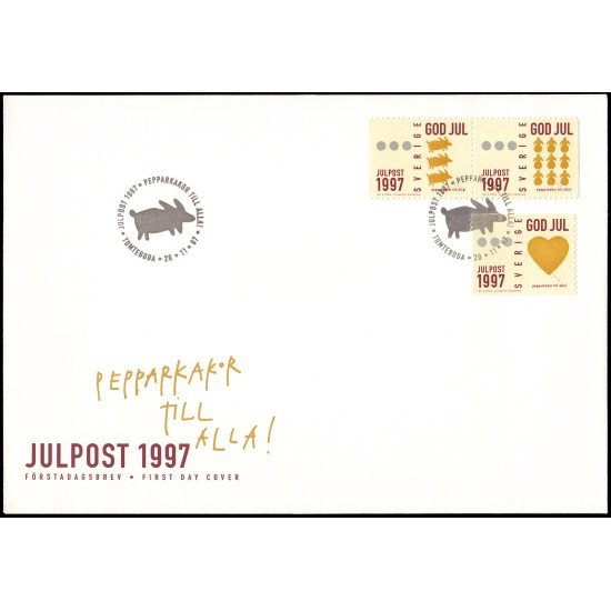 Suecia Sweden SPD FDC 2011/13 1997 Navidad Galleta de especias cerditos y personajes Sobre primer día Suecia Sweden SPD FDC 2011/13 1997 Navidad Galleta de especias cerditos y personajes Sobre primer día
