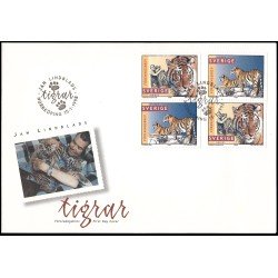Suecia Sweden SPD FDC 2017/18 1998 Tigrres de Jan Lindblad fotográfo de la vida salvaje Sobre primer día Suecia Sweden SPD FDC 2017/18 1998 Tigrres de Jan Lindblad fotográfo de la vida salvaje Sobre primer día