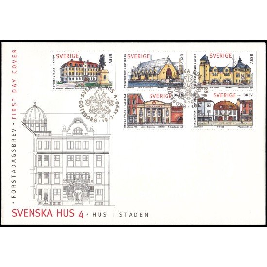 Suecia Sweden SPD FDC 2021/25 1998 Casas suecas Edificios urbanos Sobre primer día Suecia Sweden SPD FDC 2021/25 1998 Casas suecas Edificios urbanos Sobre primer día