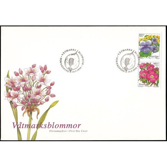 Suecia Sweden SPD FDC 2043/44 1998 Flora Flor de pantano Sobre primer día