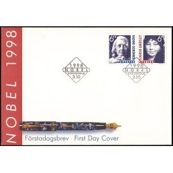 Suecia Sweden SPD FDC 2064/65 1998 Premios Nobel de literatura Nadine Gordimer y Sigrid Undset Sobre primer día Suecia Sweden SPD FDC 2064/65 1998 Premios Nobel de literatura Nadine Gordimer y Sigrid Undset Sobre primer día