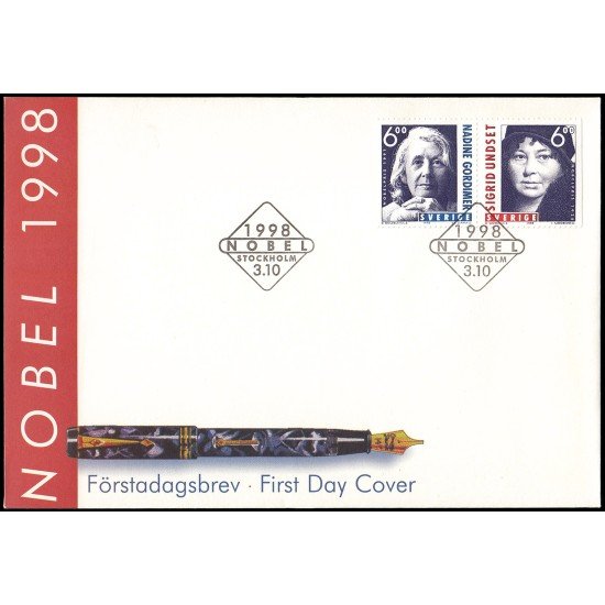 Suecia Sweden SPD FDC 2064/65 1998 Premios Nobel de literatura Nadine Gordimer y Sigrid Undset Sobre primer día Suecia Sweden SPD FDC 2064/65 1998 Premios Nobel de literatura Nadine Gordimer y Sigrid Undset Sobre primer día