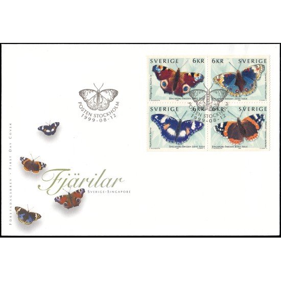 Suecia Sweden SPD FDC 2107/10 1999 Fauna Mariposas Sobre primer día Suecia Sweden SPD FDC 2107/10 1999 Fauna Mariposas Sobre primer día