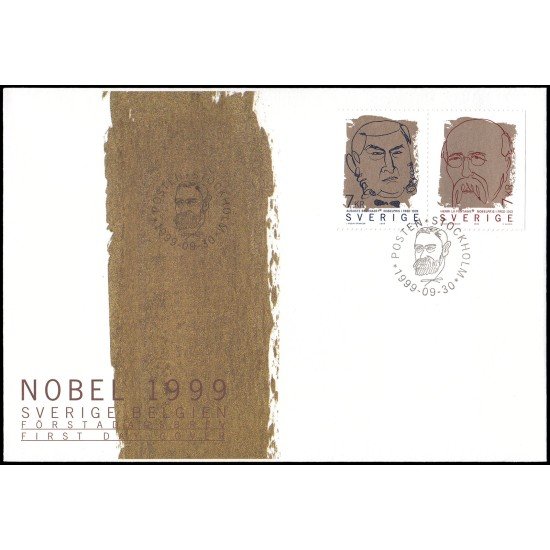 Suecia Sweden SPD FDC 2123/24 1999 Premios Nobel Emisión conjunta con Bélgica Sobre primer día Suecia Sweden SPD FDC 2123/24 1999 Premios Nobel Emisión conjunta con Bélgica Sobre primer día