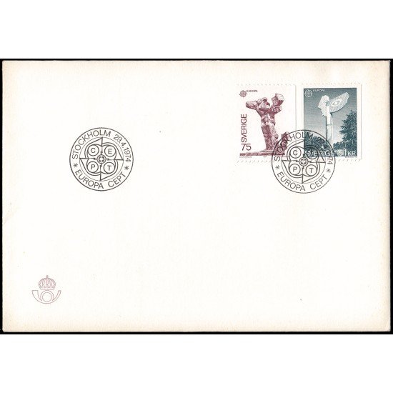 Suecia Sweden SPD FDC 831/32 1974 Europa Esculturas Sobre primer día Suecia Sweden SPD FDC 831/32 1974 Europa Esculturas Sobre primer día