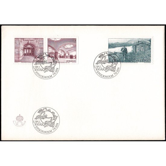Suecia Sweden SPD FDC 838/40 1974 Centenario de la U.P.U. Sobre primer día Suecia Sweden SPD FDC 838/40 1974 Centenario de la U.P.U. Sobre primer día