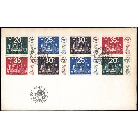 Suecia Sweden SPD FDC 845/48 1974 Estocolmomanía 74 Exposición filatélica Internacional Sobre primer día Suecia Sweden SPD FDC 845/48 1974 Estocolmomanía 74 Exposición filatélica Internacional Sobre primer día