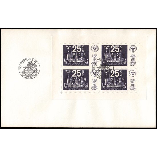Suecia Sweden SPD FDC HB3 1974 Estocolmomanía 74 Exposición filatélica Internacional Sobre primer día Suecia Sweden SPD FDC HB3 1974 Estocolmomanía 74 Exposición filatélica Internacional Sobre primer día