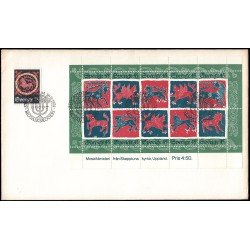Suecia Sweden SPD FDC HB6 1974 Navidad Bordados en mosaico de criaturas míticas Sobre primer día Suecia Sweden SPD FDC HB6 1974 Navidad Bordados en mosaico de criaturas míticas Sobre primer día