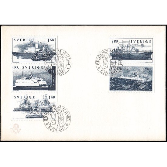 Suecia Sweden SPD FDC 860/64 1974 Navegación marítima Sobre primer día Suecia Sweden SPD FDC 860/64 1974 Navegación marítima Sobre primer día