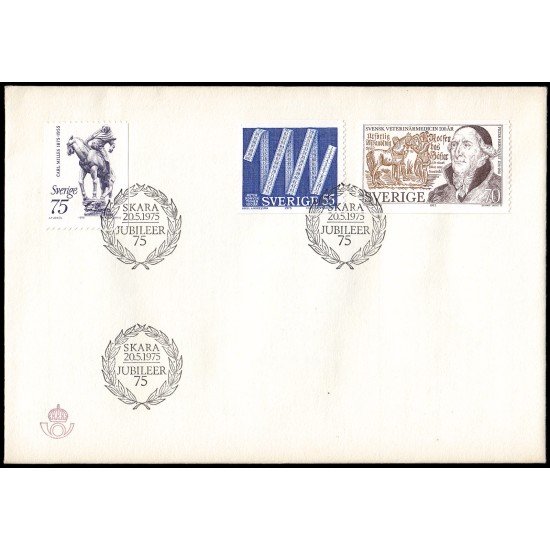 Suecia Sweden SPD FDC 884/86 1975 Aniversarios Sobre primer día Suecia Sweden SPD FDC 884/86 1975 Aniversarios Sobre primer día