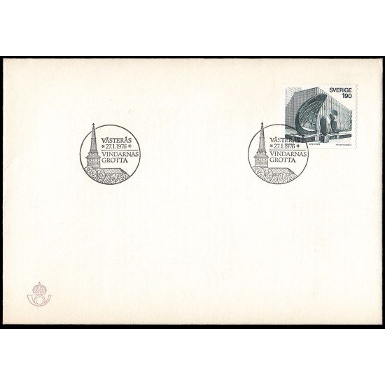 Suecia Sweden SPD FDC 916 1976 Escultura Cueva de los vientos de Eric Grate Sobre primer día Suecia Sweden SPD FDC 916 1976 Escultura Cueva de los vientos de Eric Grate Sobre primer día