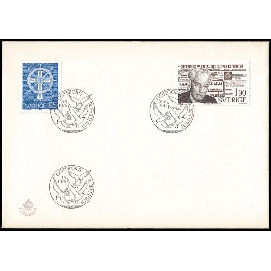 Suecia Sweden SPD FDC 932/33 1976 Centenario de la iglesia de los marineros suecos, Torgny Karl Segerstedt (1876-1945) Editor Sobre primer día