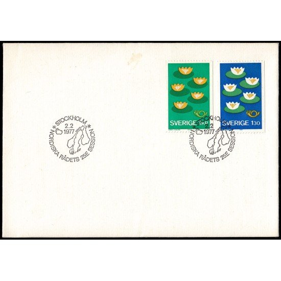 Suecia Sweden SPD FDC 952/53 1977 Nenúfares Sobre primer día Suecia Sweden SPD FDC 952/53 1977 Nenúfares Sobre primer día