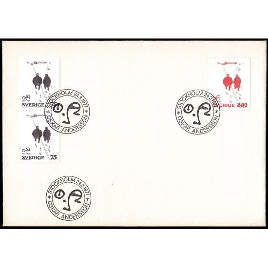 Suecia Sweden SPD FDC 962a/63 1977 Centenario del caricaturista Oskar Andersson Sobre primer día Suecia Sweden SPD FDC 962a/63 1977 Centenario del caricaturista Oskar Andersson Sobre primer día