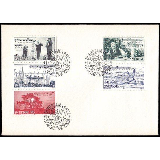 Suecia Sweden SPD FDC 965/69 1977 Homenage al poeta sueco Evert Taube Sobre primer día Suecia Sweden SPD FDC 965/69 1977 Homenage al poeta sueco Evert Taube Sobre primer día