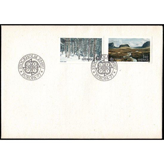 Suecia Sweden SPD FDC 970/71 1977 Europa Paisaje suecos Sobre primer día Suecia Sweden SPD FDC 970/71 1977 Europa Paisaje suecos Sobre primer día