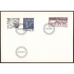 Suecia Sweden SPD FDC 972/74 1977 Fauna Sobre primer día Suecia Sweden SPD FDC 972/74 1977 Fauna Sobre primer día
