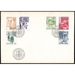 Suecia Sweden SPD FDC 985/90 1977 Preparativos navideños Sobre primer día Suecia Sweden SPD FDC 985/90 1977 Preparativos navideños Sobre primer día