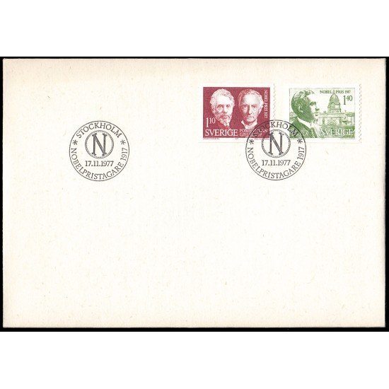Suecia Sweden SPD FDC 991/92 1977 Galardonados con el premio Nobel 1917 Sobre primer día Suecia Sweden SPD FDC 991/92 1977 Galardonados con el premio Nobel 1917 Sobre primer día