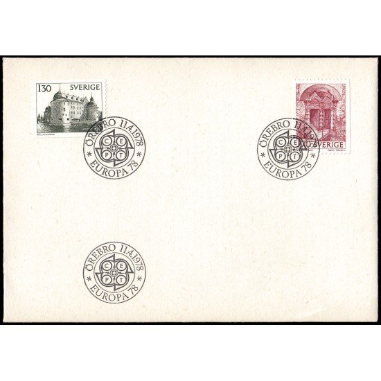 Suecia Sweden SPD FDC 996/97 1978 Europa Monumento Castillo de Orebro Sobre primer día Suecia Sweden SPD FDC 996/97 1978 Europa Monumento Castillo de Orebro Sobre primer día