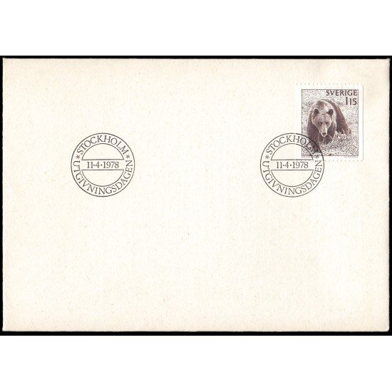 Suecia Sweden SPD FDC 998 1978 Oso marrón Sobre primer día Suecia Sweden SPD FDC 998 1978 Oso marrón Sobre primer día