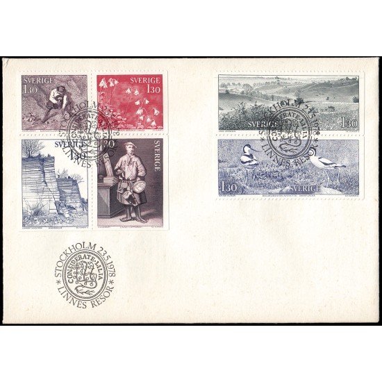 Suecia Sweden SPD FDC 1005/10 1978 Viajes de Carl von Linne Sobre primer día