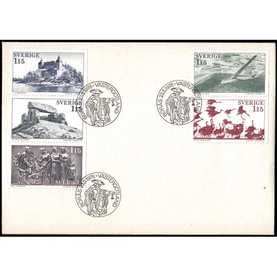 Suecia Sweden SPD FDC 1011/15 1978 Turismo Västergötland Sobre primer día Suecia Sweden SPD FDC 1011/15 1978 Turismo Västergötland Sobre primer día