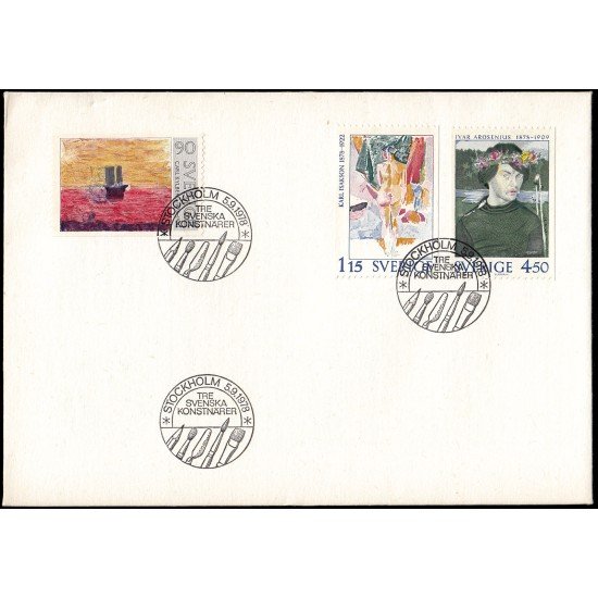 Suecia Sweden SPD FDC 1016/18 1978 Centenario del nacimiento de los artistas Carl Kylberg, Karl Isakson, Ivar Arosenius Sobre primer día Suecia Sweden SPD FDC 1016/18 1978 Centenario del nacimiento de los artistas Carl Kylberg, Karl Isakson, Ivar Arosenius Sobre primer día