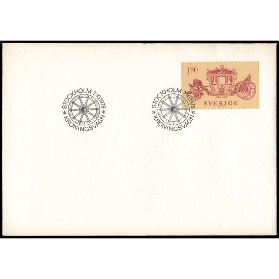 Suecia Sweden SPD FDC 1020 1978 Carroza para la coronación de Karl XV Sobre primer día Suecia Sweden SPD FDC 1020 1978 Carroza para la coronación de Karl XV Sobre primer día