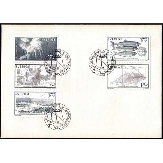 Suecia Sweden SPD FDC 1060/64 1979 Investigación marina sobre el arenque Sobre primer día Suecia Sweden SPD FDC 1060/64 1979 Investigación marina sobre el arenque Sobre primer día
