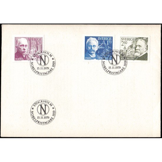 Suecia Sweden SPD FDC 1075/77 1979 Galardonados con el premio Nobel 1919 Sobre primer día Suecia Sweden SPD FDC 1075/77 1979 Galardonados con el premio Nobel 1919 Sobre primer día