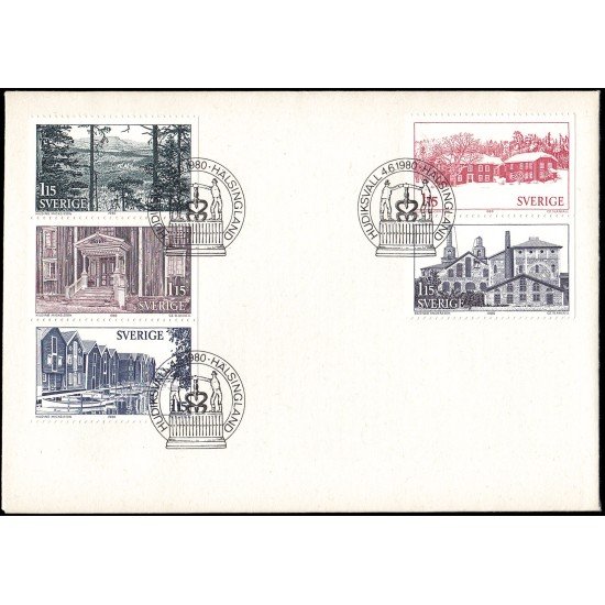 Suecia Sweden SPD FDC 1090/94 1980 Turismo Halsingland Sobre primer día Suecia Sweden SPD FDC 1090/94 1980 Turismo Halsingland Sobre primer día