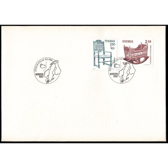 Suecia Sweden SPD FDC 1097/98 1980 Nórdico 80 Artesanía antigua Sobre primer día