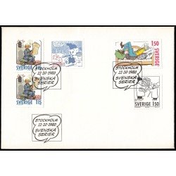 Suecia Sweden SPD FDC 1106/09 1980 Navidad Tiras cómicas suecas Sobre primer día Suecia Sweden SPD FDC 1106/09 1980 Navidad Tiras cómicas suecas Sobre primer día