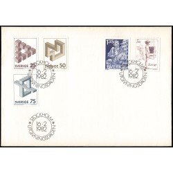 Suecia Sweden SPD FDC 1164/68 1982 Figuras imposibles, Distribuidor de periódicos, Graziella se pregunta si podría ser modelo Sobre primer día Suecia Sweden SPD FDC 1164/68 1982 Figuras imposibles, Distribuidor de periódicos, Graziella se pregunta si podría ser modelo Sobre primer día