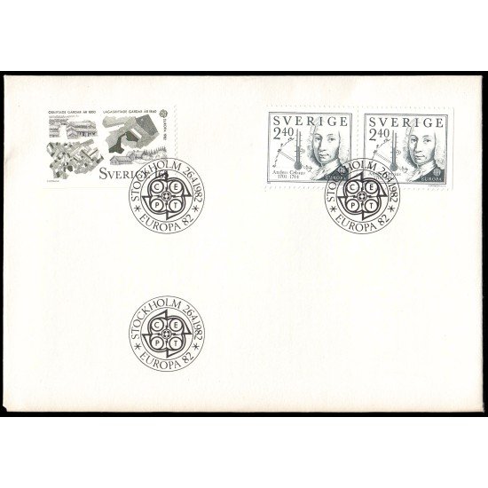 Suecia Sweden SPD FDC 1169/70a 1982 Europa Hechos históricos Sobre primer día
