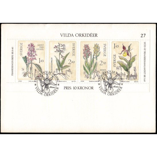 Suecia Sweden SPD FDC HB10 Orquídeas salvajes Sobre primer día Suecia Sweden SPD FDC HB10 Orquídeas salvajes Sobre primer día