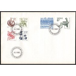Suecia Sweden SPD FDC 1206/11 1983 Centenario del movimiento sueco por la paz, Frutas, Nils Ferlin poeta Sobre primer día Suecia Sweden SPD FDC 1206/11 1983 Centenario del movimiento sueco por la paz, Frutas, Nils Ferlin poeta Sobre primer día