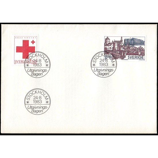 Suecia Sweden SPD FDC 1233/34 1983 Cruz Roja, Regreso del parlamento a la isla de Helgeandsholmen Sobre primer día Suecia Sweden SPD FDC 1233/34 1983 Cruz Roja, Regreso del parlamento a la isla de Helgeandsholmen Sobre primer día