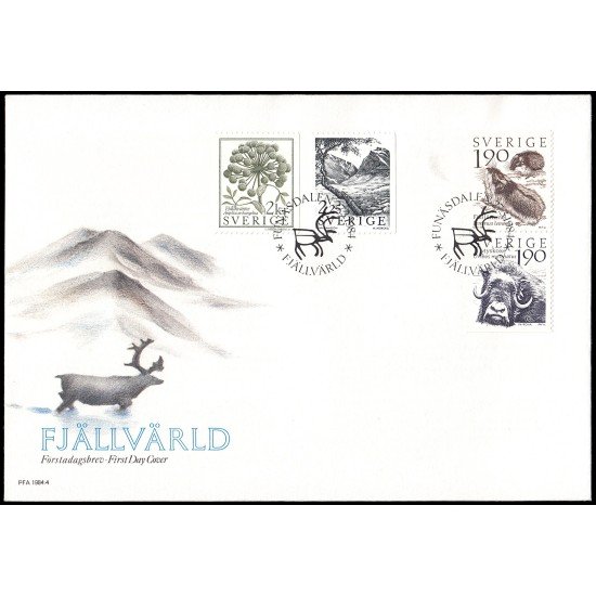 Suecia Sweden SPD FDC 1256/59 1984 El mundo de la montaña Sobre primer día Suecia Sweden SPD FDC 1256/59 1984 El mundo de la montaña Sobre primer día