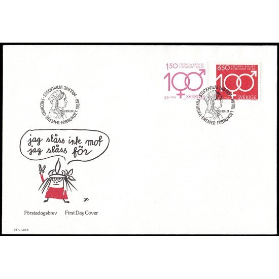 Suecia Sweden SPD FDC 1280/81 1984 Centenario de la Asociación Frederika Bremer por los derechos de la mujer Sobre primer día Suecia Sweden SPD FDC 1280/81 1984 Centenario de la Asociación Frederika Bremer por los derechos de la mujer Sobre primer día