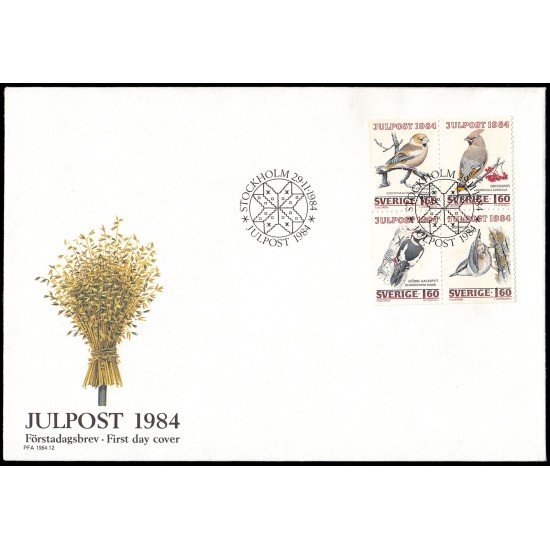 Suecia Sweden SPD FDC 1289/92 1984 Navidad Aves de invierno Sobre primer día Suecia Sweden SPD FDC 1289/92 1984 Navidad Aves de invierno Sobre primer día