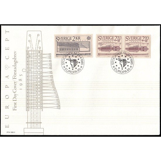 Suecia Sweden SPD FDC 1310/11a 1985 Año europeo de la música Antiguos instrumentos musicales Sobre primer día Suecia Sweden SPD FDC 1310/11a 1985 Año europeo de la música Antiguos instrumentos musicales Sobre primer día