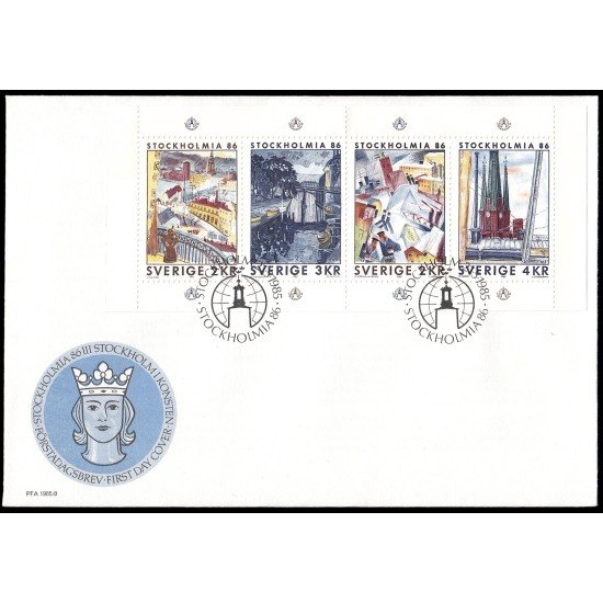 Suecia Sweden SPD FDC 1316/19 1985 Estocolmomanía 86 Exposición filatélica internacional Sobre primer día Suecia Sweden SPD FDC 1316/19 1985 Estocolmomanía 86 Exposición filatélica internacional Sobre primer día
