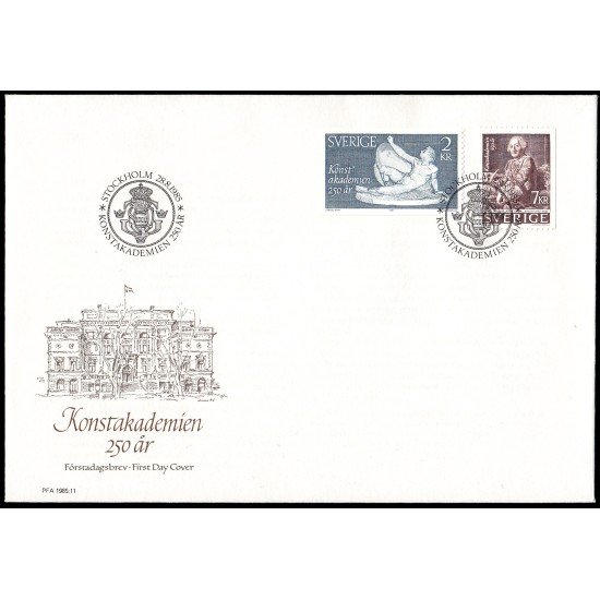 Suecia Sweden SPD FDC 1329/30 1985 250 aniv. de la Real Academia de Bellas Artes Sobre primer día Suecia Sweden SPD FDC 1329/30 1985 250 aniv. de la Real Academia de Bellas Artes Sobre primer día