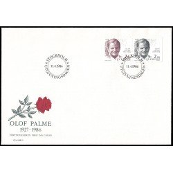 Suecia Sweden SPD FDC 1366a 1986 Homenaje a Olof Palme Sobre primer día Suecia Sweden SPD FDC 1366a 1986 Homenaje a Olof Palme Sobre primer día