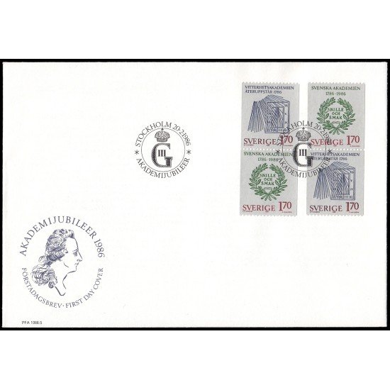 Suecia Sweden SPD FDC 1364a/65a 1986 200 aniv. Academia Bellas Artes suecaSobre primer día Suecia Sweden SPD FDC 1364a/65a 1986 200 aniv. Academia Bellas Artes suecaSobre primer día