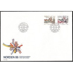 Suecia Sweden SPD FDC 1379/80 1986 Nórdico 86 Ciudades hermanas Eskilstuna - Uppsala Sobre primer día Suecia Sweden SPD FDC 1379/80 1986 Nórdico 86 Ciudades hermanas Eskilstuna - Uppsala Sobre primer día